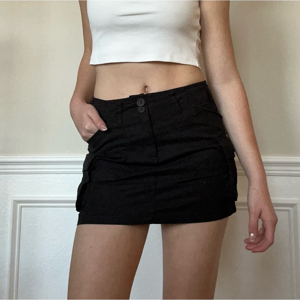 Black Mini Cargo Skirt